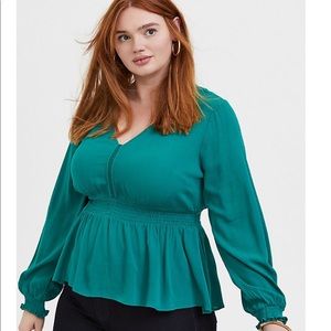*TORRID* green peplum blouse